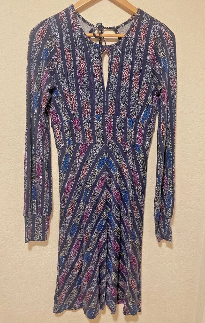 FREE PEOPLE Sz SMALL " SWEET BLOOM " KEYHOLE WOMEN'S MIDI DRESS BOHO MULTI-COLOR